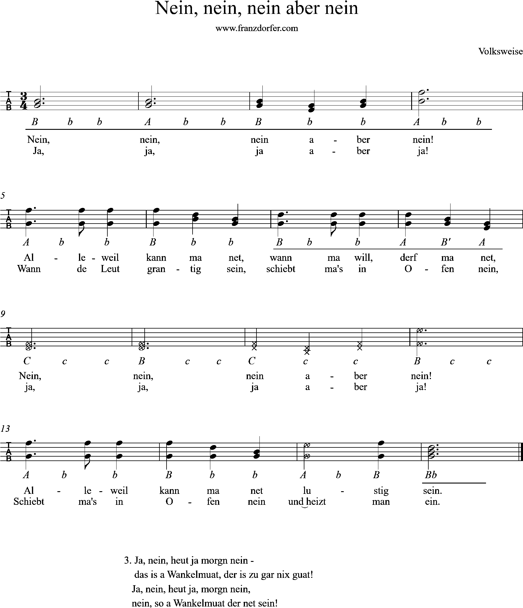 Ziachnoten, Griffschrift - Nein, nein, nein aber nein harmonika lernen - Nein nein nein aber nein